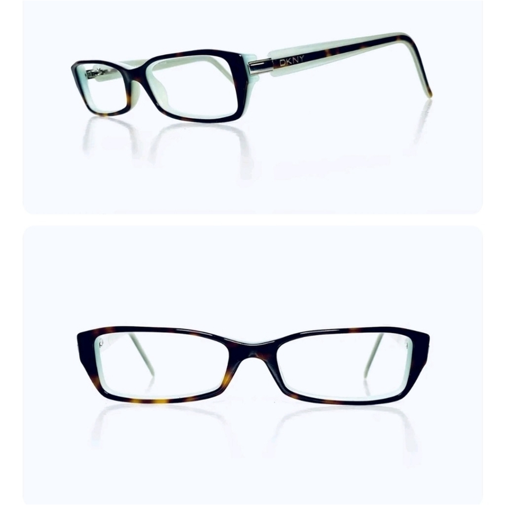 DKNY women's Tortoise Rectangular perscription Frame W Teal Interior Glasses New